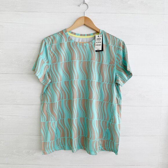 NWT Ideology - Aqua tan short sleeve active t-shirt Recycled Polyester, XL - Picture 1 of 5